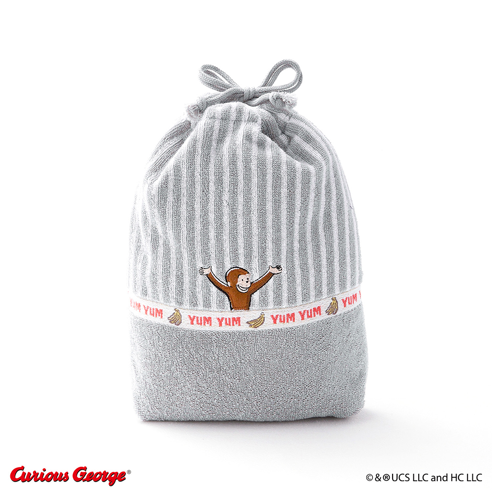 おさるのジョージ 巾着 バナナストライプ - おさるのジョージ公式