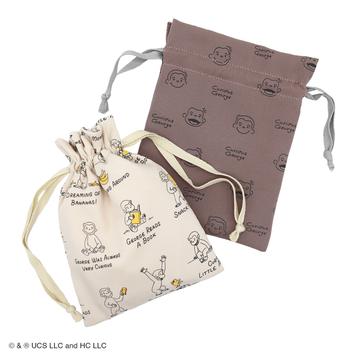 Curious George パターン巾着ポーチ - おさるのジョージ公式オンライン