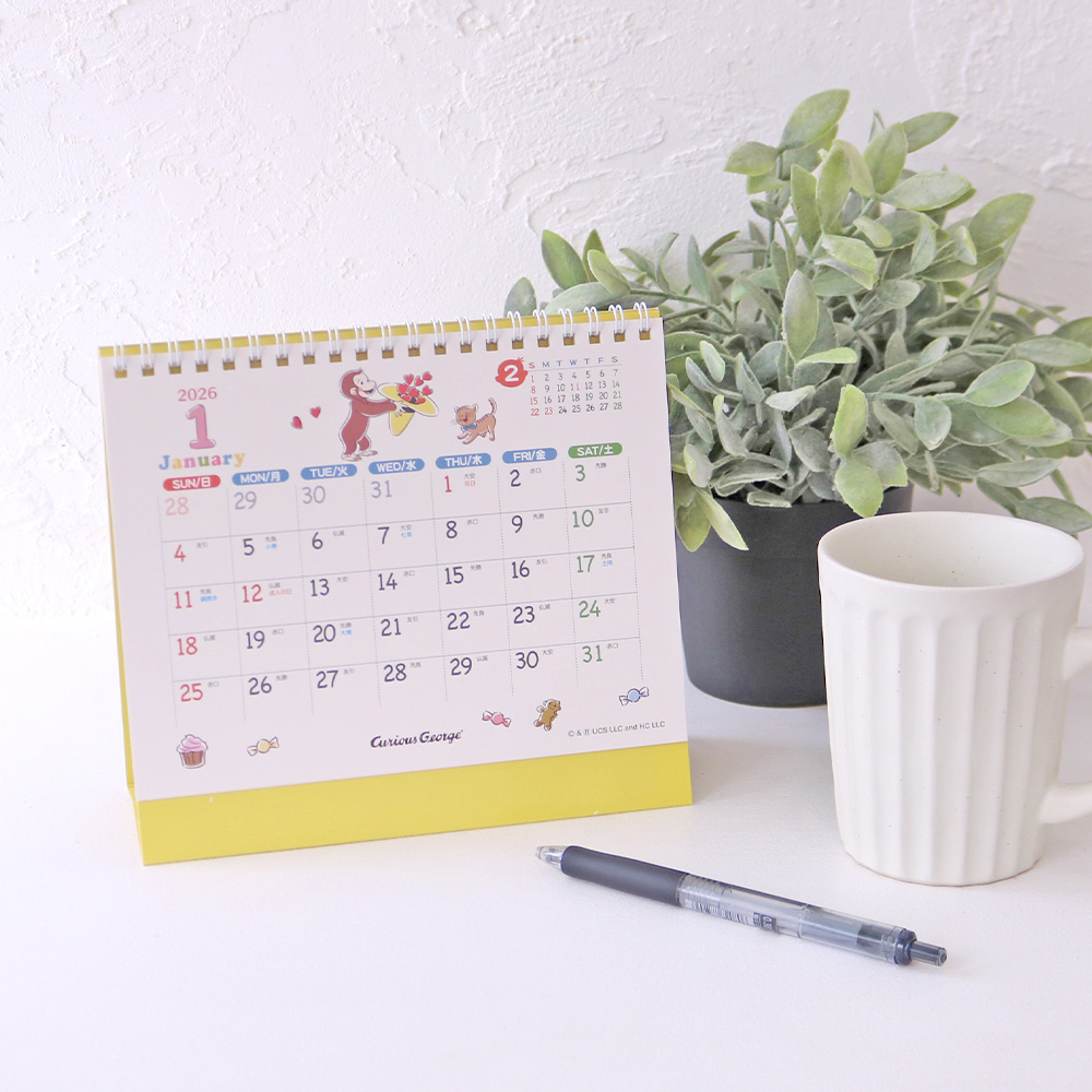 本能寺カレン　シノビ関連　76枚セット おさるのジョージ 2026度カレンダー 壁掛A3サイズ - おさるの