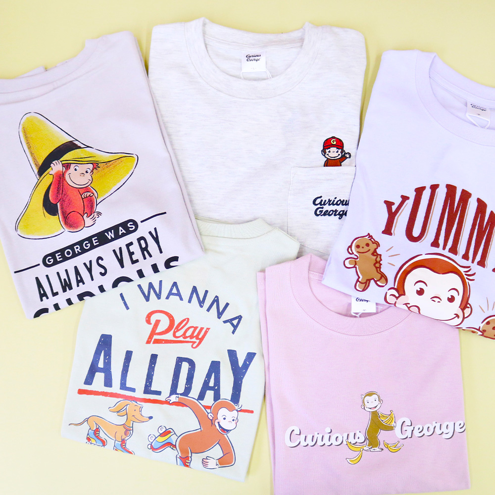 おさるのジョージ 天竺BOX型Tシャツ（レディース） - おさるの
